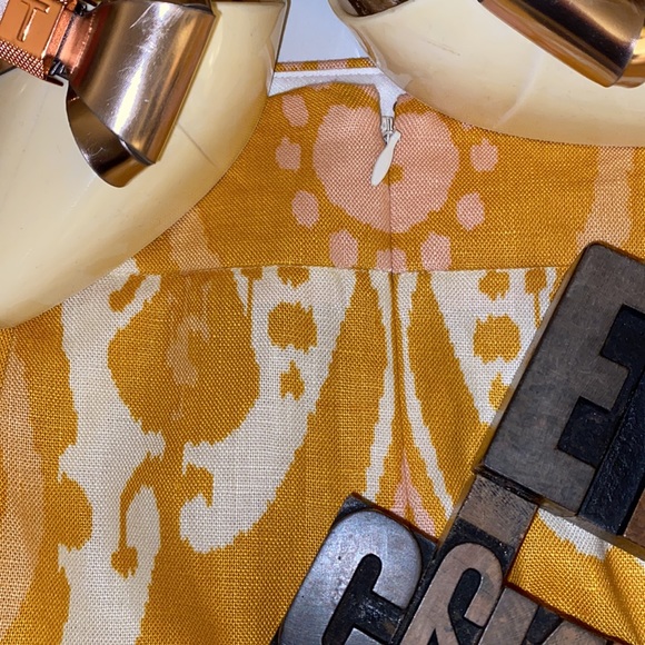 J. CREW Woman’s Linen Ochre ‘Ikat’ Straight Pencil Skirt in Paisley Print - Picture 6 of 10